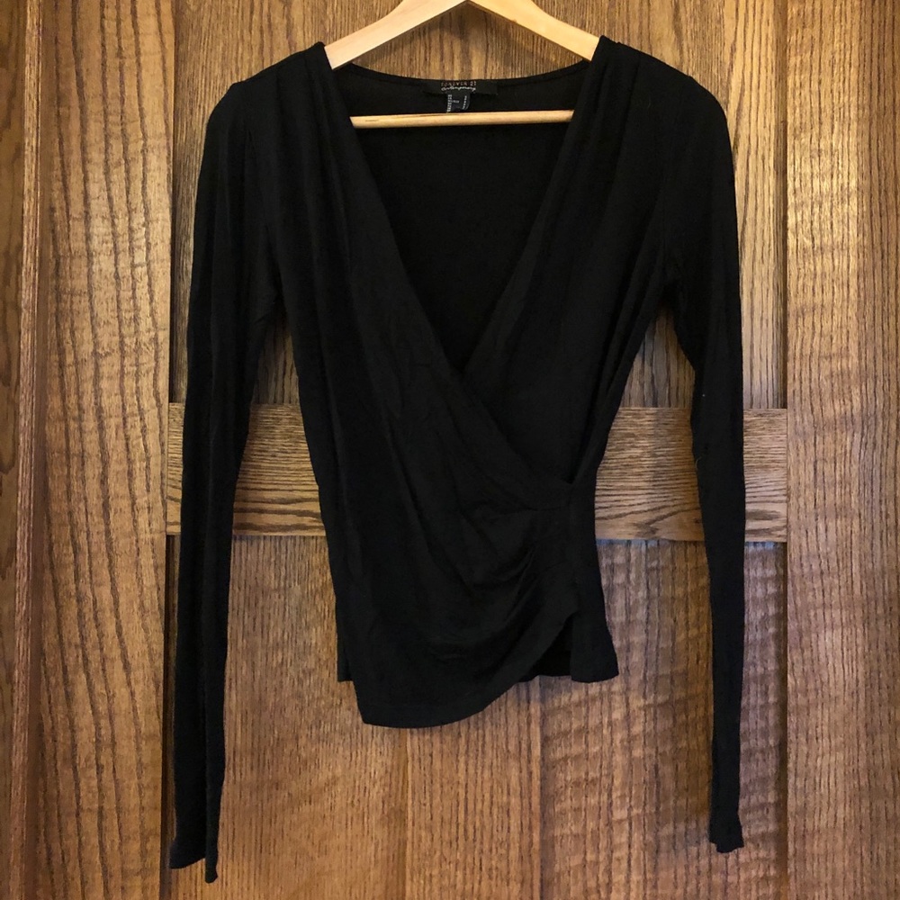 Forever 21 Black Wrap Top